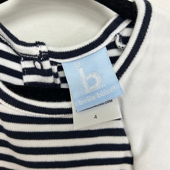 Bella Bliss Stripe Ruffled Romper Girls 4 Red White Navy - Picture 6 of 7